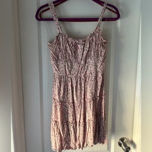 Pink floral ruffle mini dress